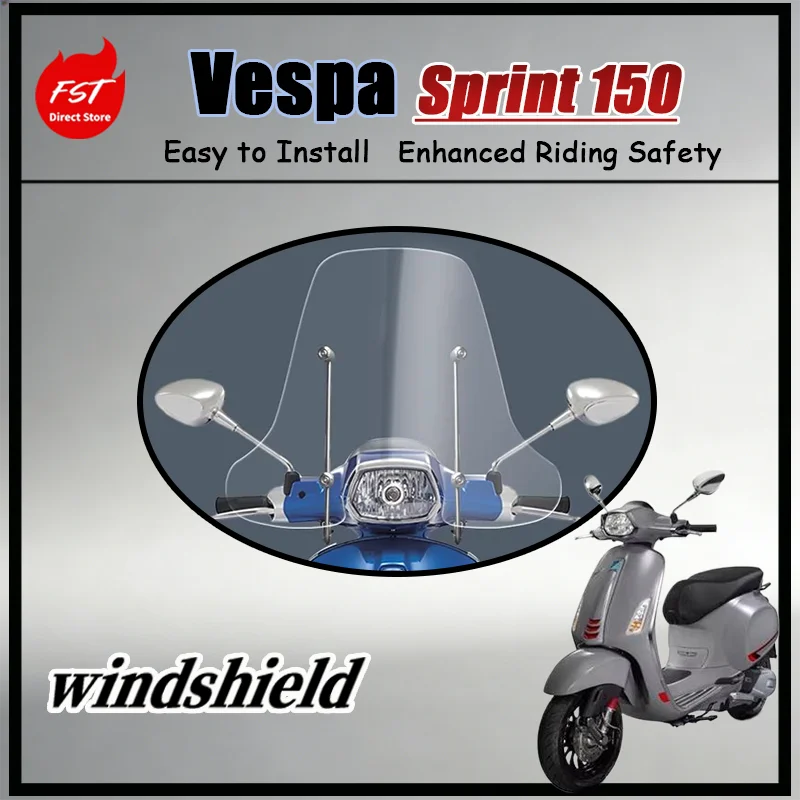 FOR Vespa Sprint 150 Heightened Windshield with Handguards Vintage Stylish Modern Functionality Motorcycle Accessories