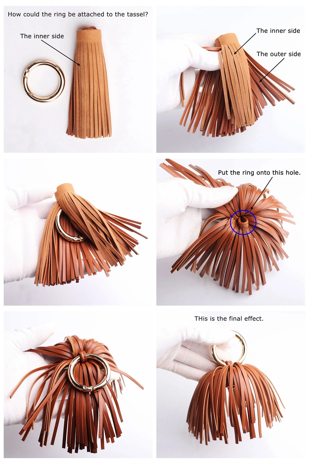 FANAN Luxury Designer Style Natural Real Leather Tassel Keychain For Keys Car Key Chain Key Ring Women Bag Charm Pendant Girls