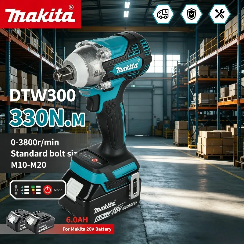 

Бесщеточный аккумуляторный ударный гайковерт Makita DTW300, 330 Нм крутящий момент, для снятия шин, литиевый, инструмент для авторемонта.