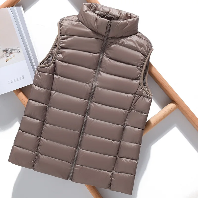 Stand Collar Ultralight Duck Down Vest Waistcoat Women Portable Sleeveless Windproof Warm Down Coat Jacket