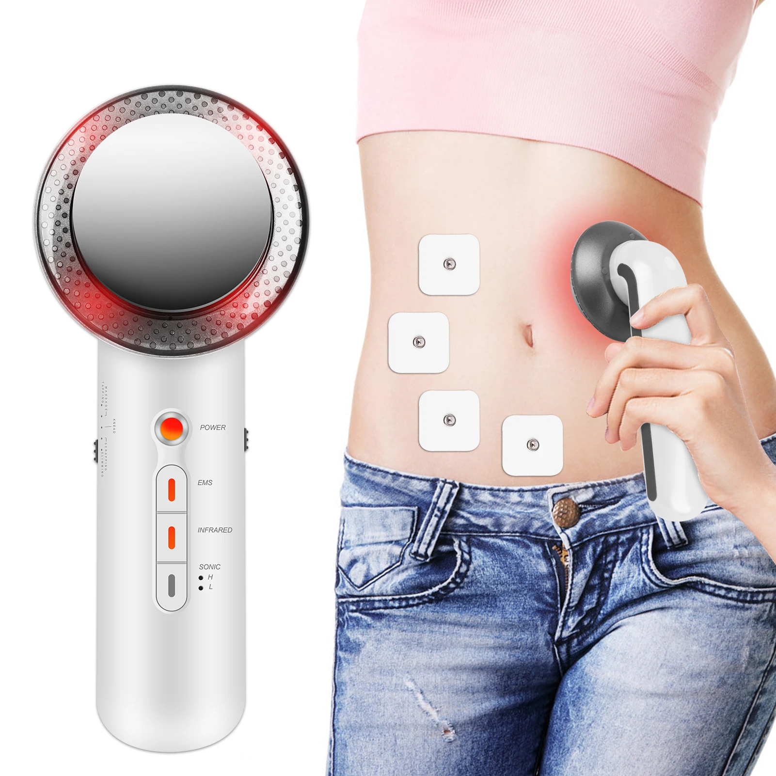 Face Reduction 3 in 1 EMS Infrared Ultrasonic body Massager Anti cellulite Fat Burner Weight Loss Infrared Slimming Machine Slim