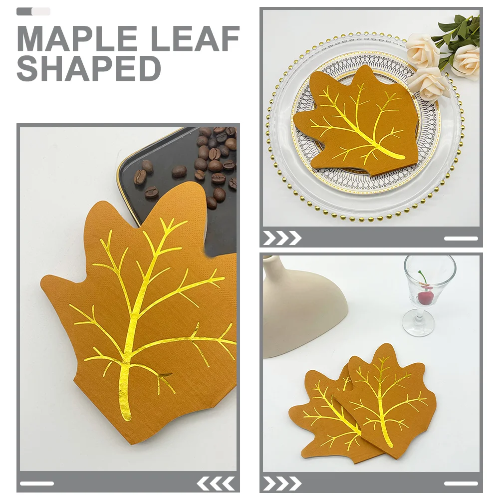 Colorful Maple Leaf Napkins Fall Dinner Portable Printing Shape Paper for Bathroom Modeling