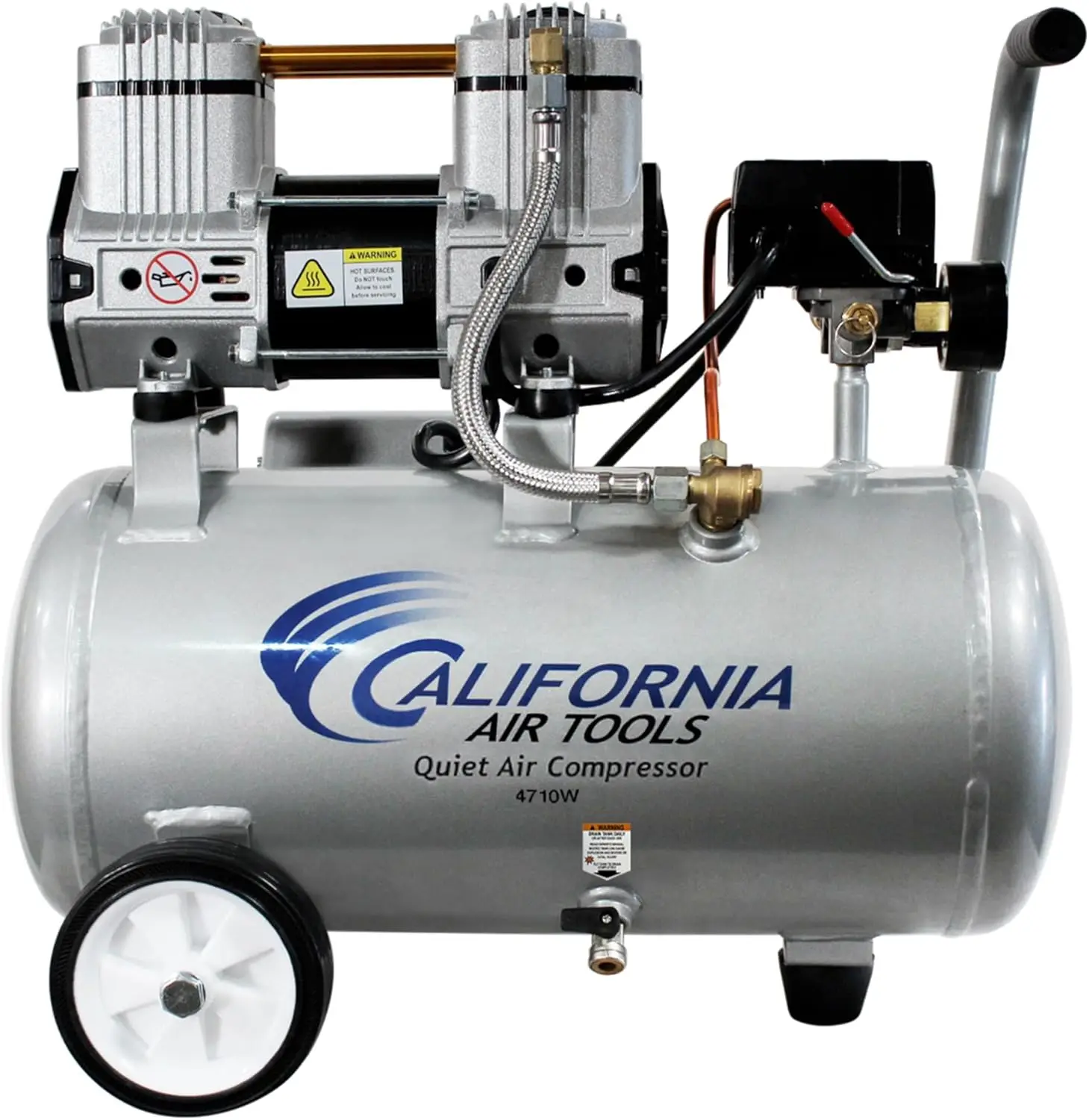 

Quiet Oil-Free Air Compressor with Wheels, 1.0 HP, 4.7 Gallon Steel Tank, Lightweight for DIY and Home Use