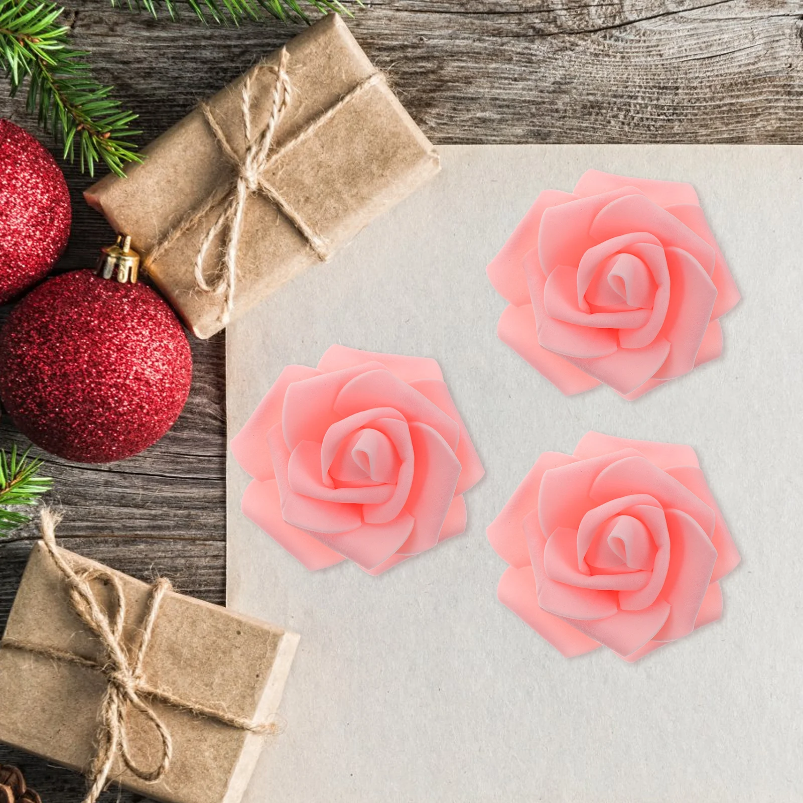 

100Pcs Faux Rose Head Artificial Pink Flower Heads for DIY Crafts Decoration Fake Flower Bulk Suitable for Gift Box Window