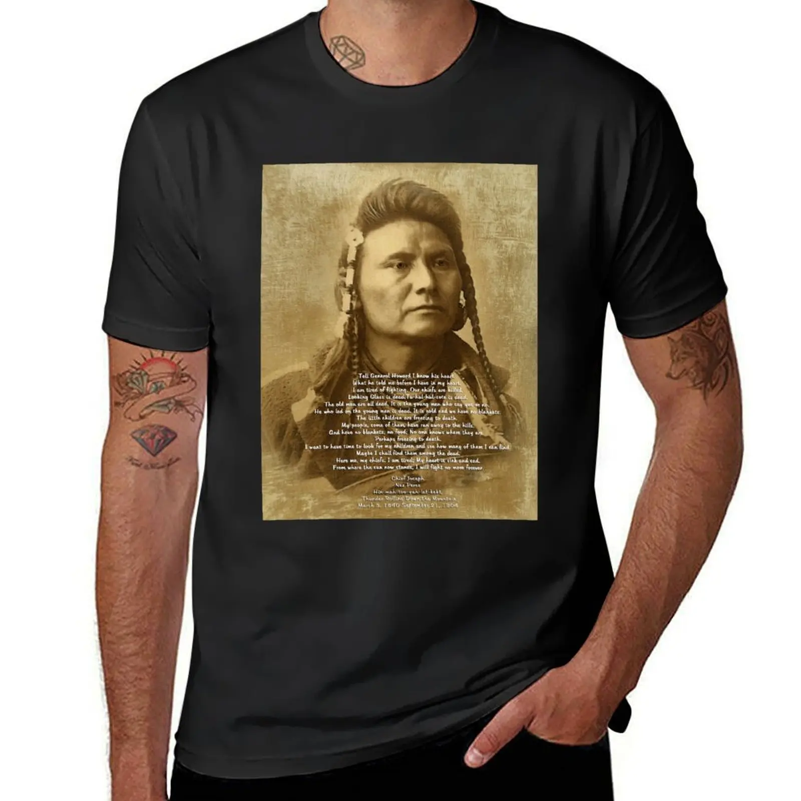 Chief Joseph of the Nez Perce T-Shirt Blouse anime clothes sweat mens funny t shirts