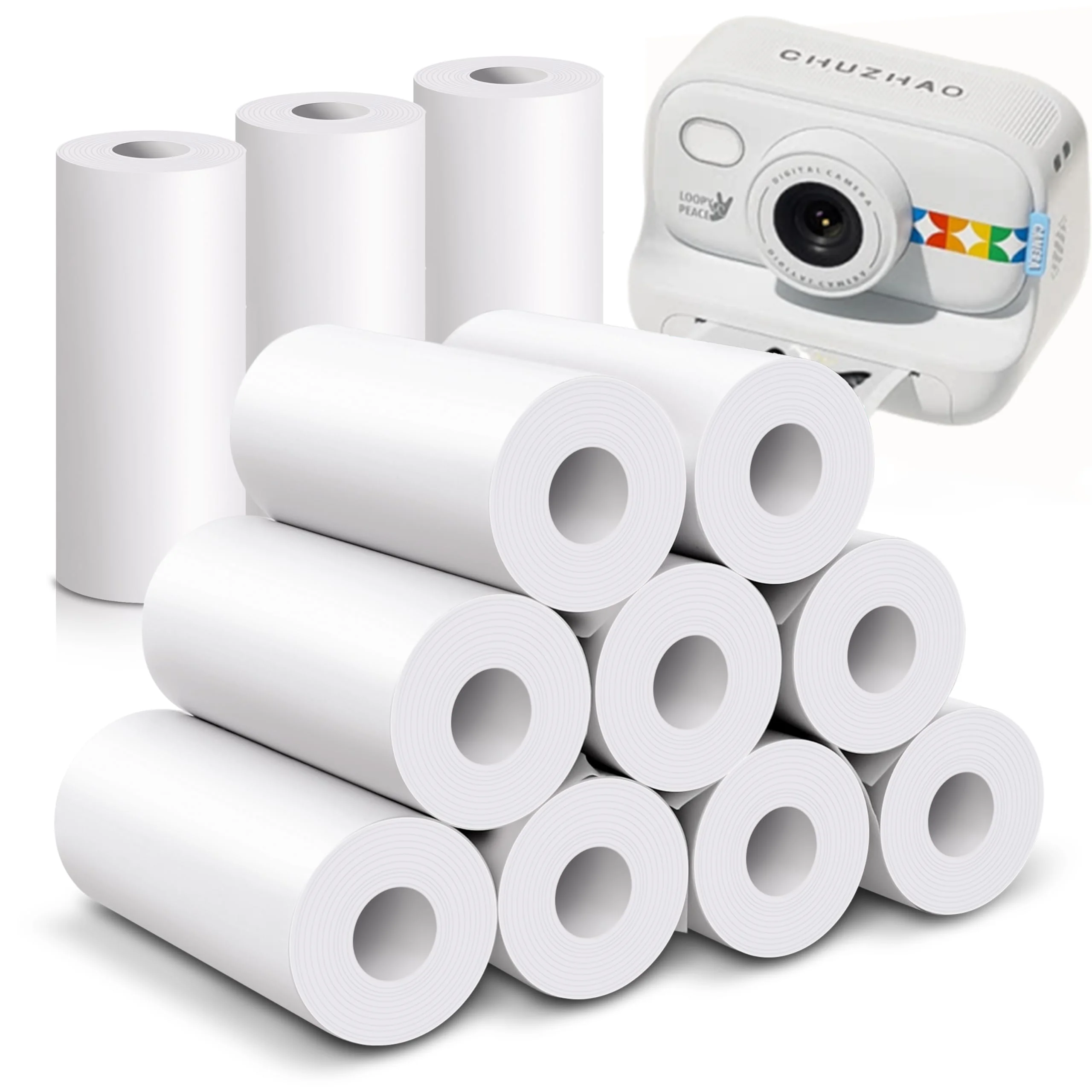 57x30mm White HD Thermal Paper - BPA-Free for Kids Instant Camera/Portable Printers, Scrapbooking/Photo Journals/Art Projects