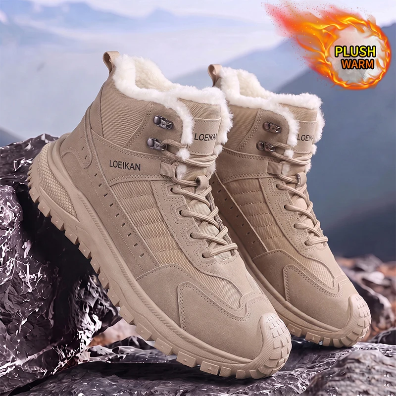 LOEIKAN Herren High-Top-Arbeitsstiefel mit drehbarer Schnalle, breiter Zehenbox, Freizeitschuhe, modische Jagd- und Trekkingschuhe für den täglichen Gebrauch – Detail 9