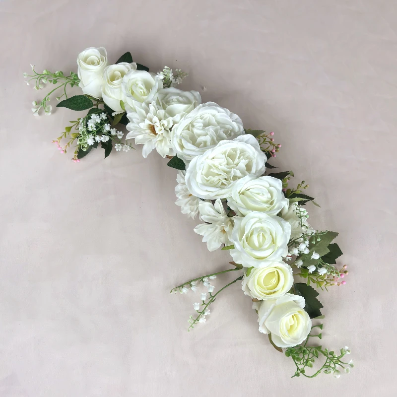 

Wedding Arch Flowers White Rose Decorative Floral Swag for Lintel Artificia Centerpieces for Door Window Home Decoration