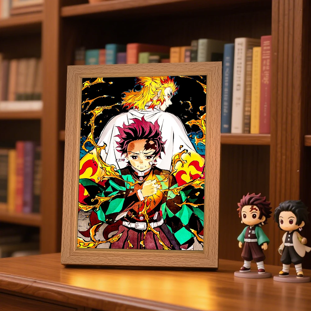 

Анимированный персонаж демона-убийца, световая фоторамка, Танджиро Камадо, светодиодный ночник, подарок персонажа, лампа лунного света