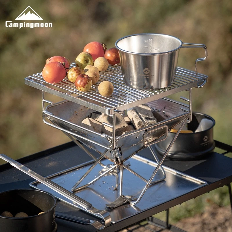 

CAMPINGMOONX-MINIPRO Регулируемый складной вертикальный угольный гриль для европейского кемпинга на открытом воздухе, прочный мангал для приготовления пищи