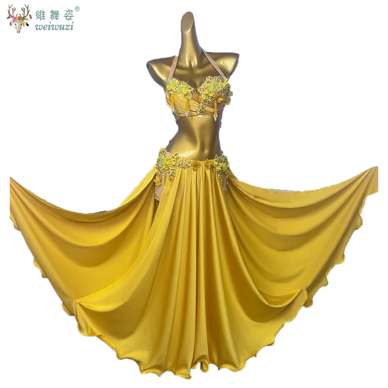 Sexy Bellydance Costume Bra Long Skirt Women Drum Solo Egypy Dancer Performance Outfit Swing Shine Sparkle Rhinstone Luxury 2025