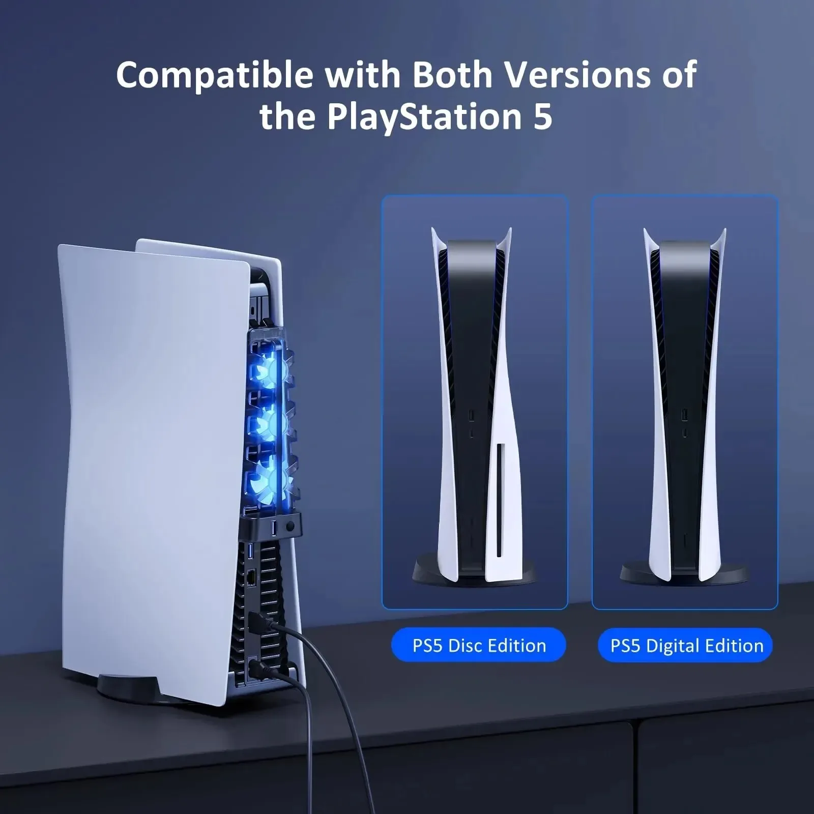 For PS5 Both Disc/Digital Editions Cooling Fan with LED Light for PS5 Both Disc/ Digital Editions Gaming Accessorie Cooling Syst image 6