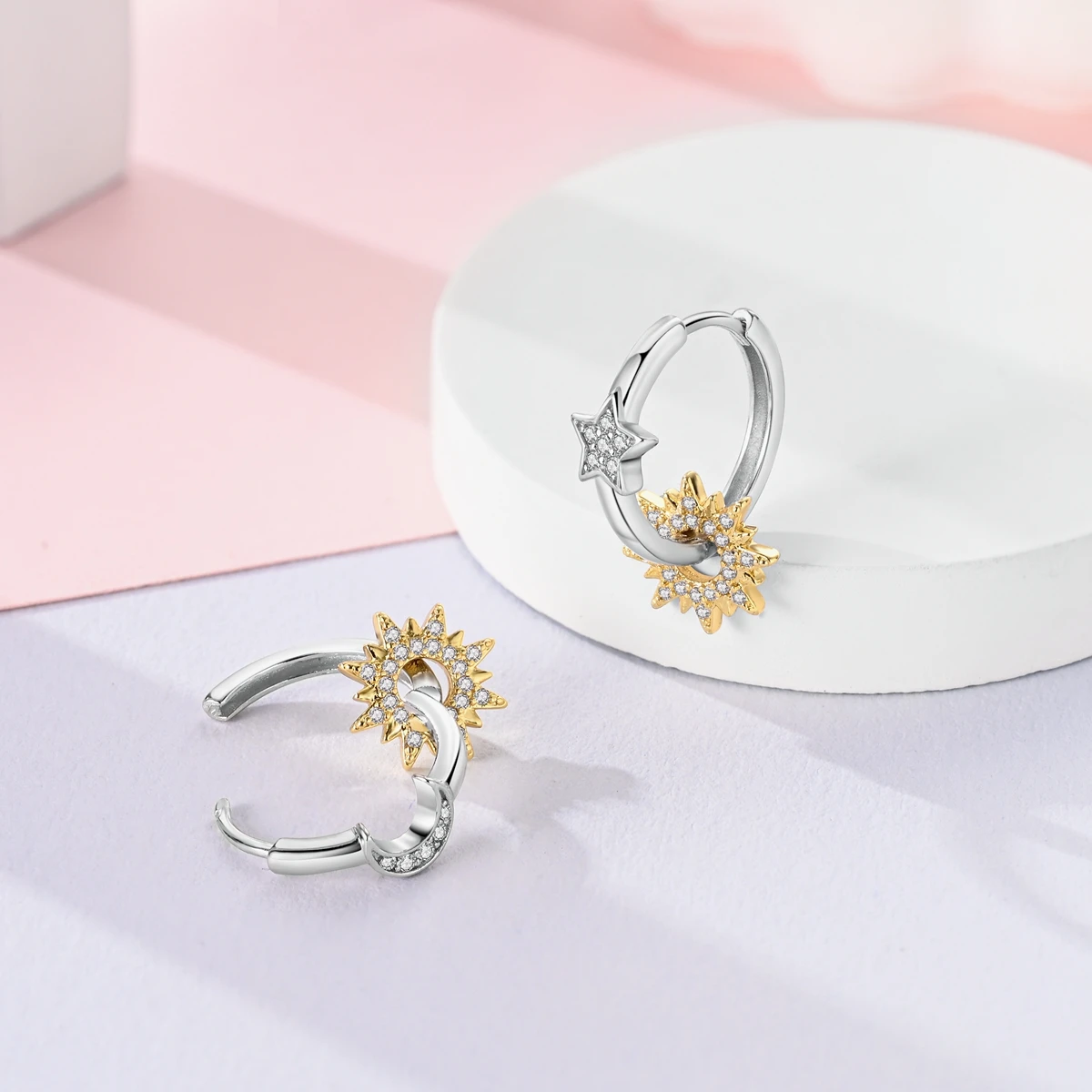حار بيع 925 أقراط الحلقة الفضية للمرأة Satr القمر انخفاض القرط Pendientes غرامة مجوهرات