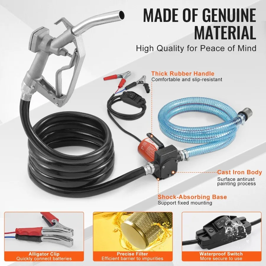 Bomba de transferência de combustível 12V 5,3 GPM 1 10 HP Bomba diesel com bico de combustível automático