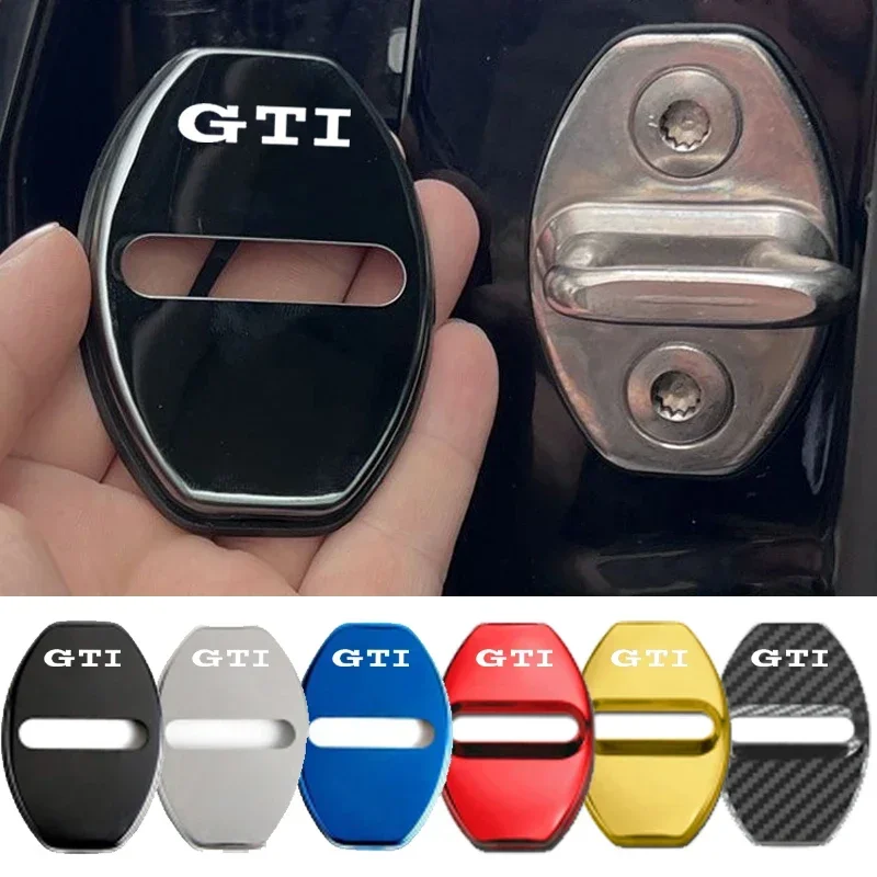 4Pcs Car Door Lock Protection Covers for VW GTI Badge MK5 MK6 MK7 MK8 Stainless Steel Anti-rust Emblem Buckle Case Accessories