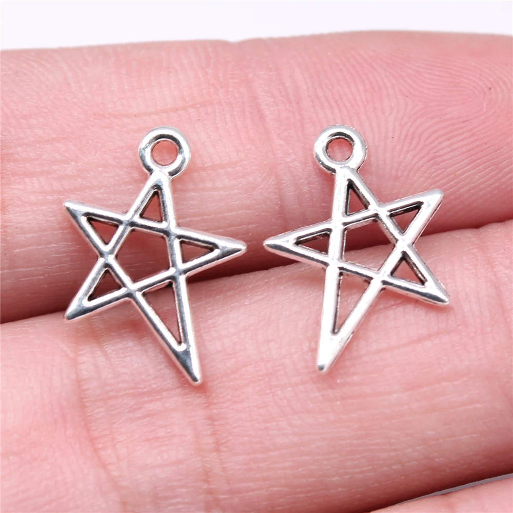 WYSIWYG 40pcs Charms 18x13mm Irregular Star Charms For Jewelry Making DIY Jewelry Findings Antique Silver Color Alloy Charms