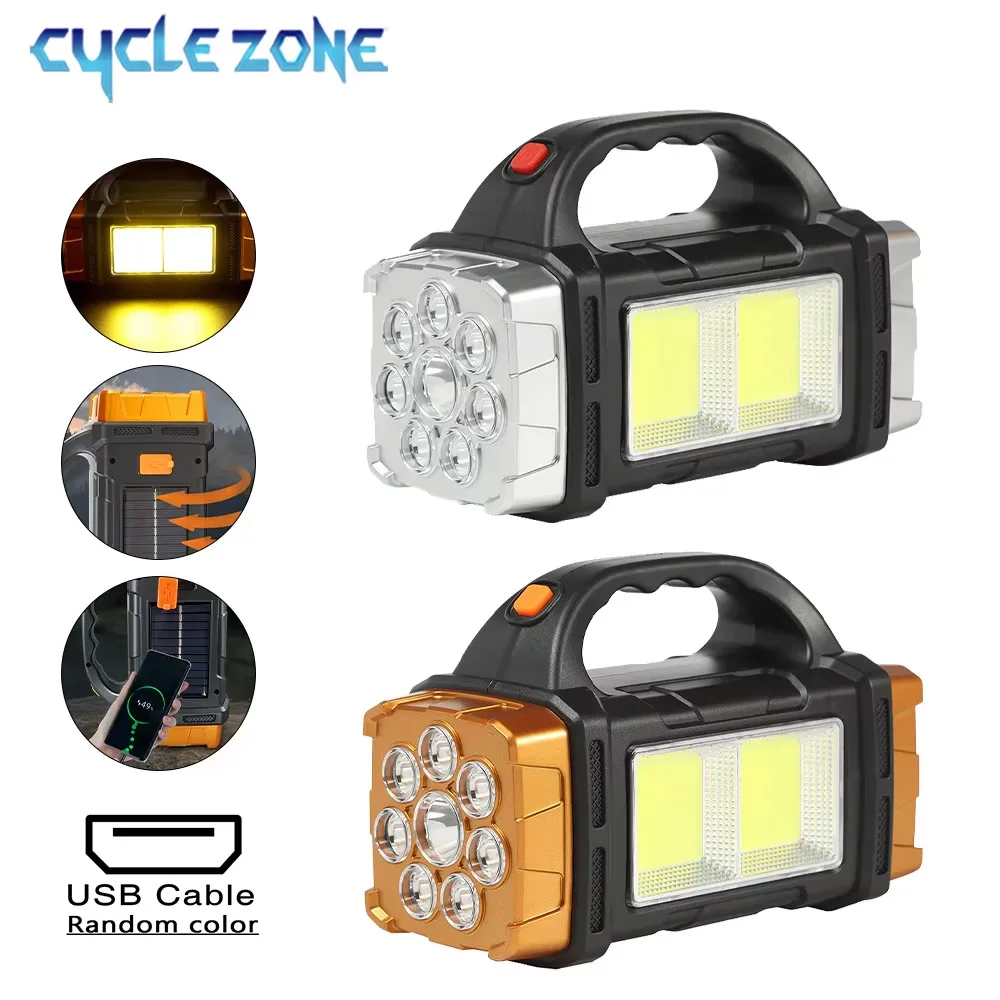 

Powerful LED Flashlight USB Rechargeable Handheld Light with COB Side Light Portable Searchlight Outdoor Camping Fishing Torch