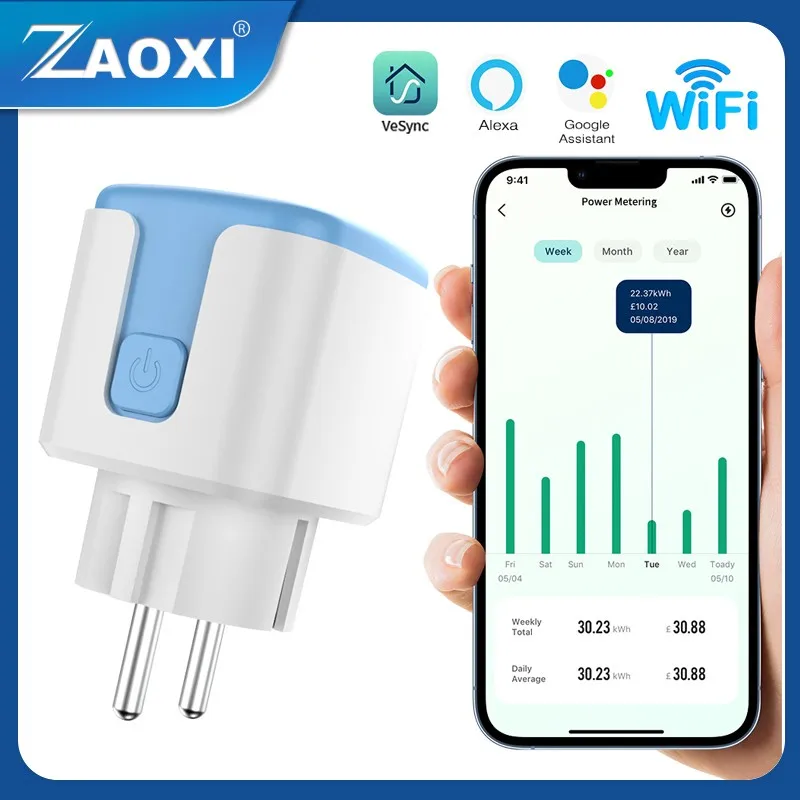 

WIFI Smart Timer Switch Socket With Electricity Detection Billing Function Support Alexa Google Voice Assistant Smart Socket