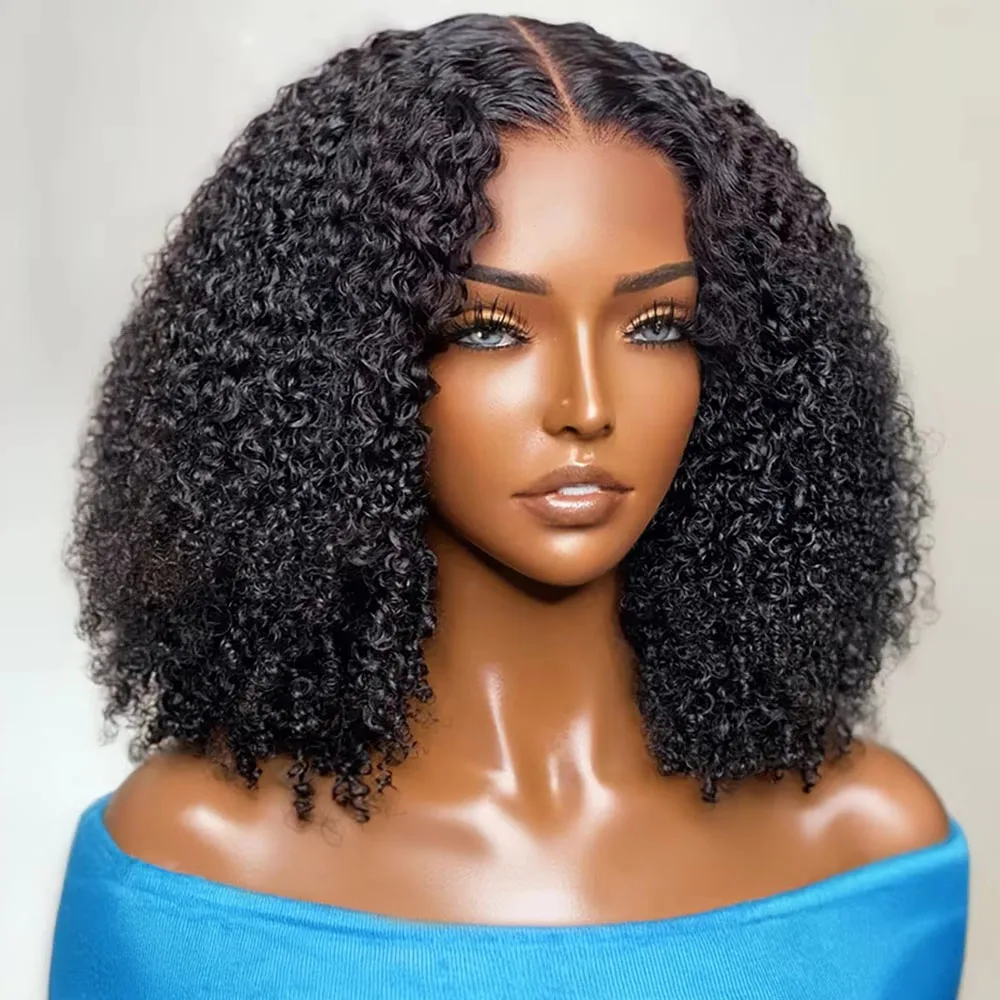 밥 가발 인모 글루리스 기성복 짧은 곱슬 HD 레이스 프론트 인모 가발 프리 플러킹 프리 컷 딥 웨이브 프론탈 가발