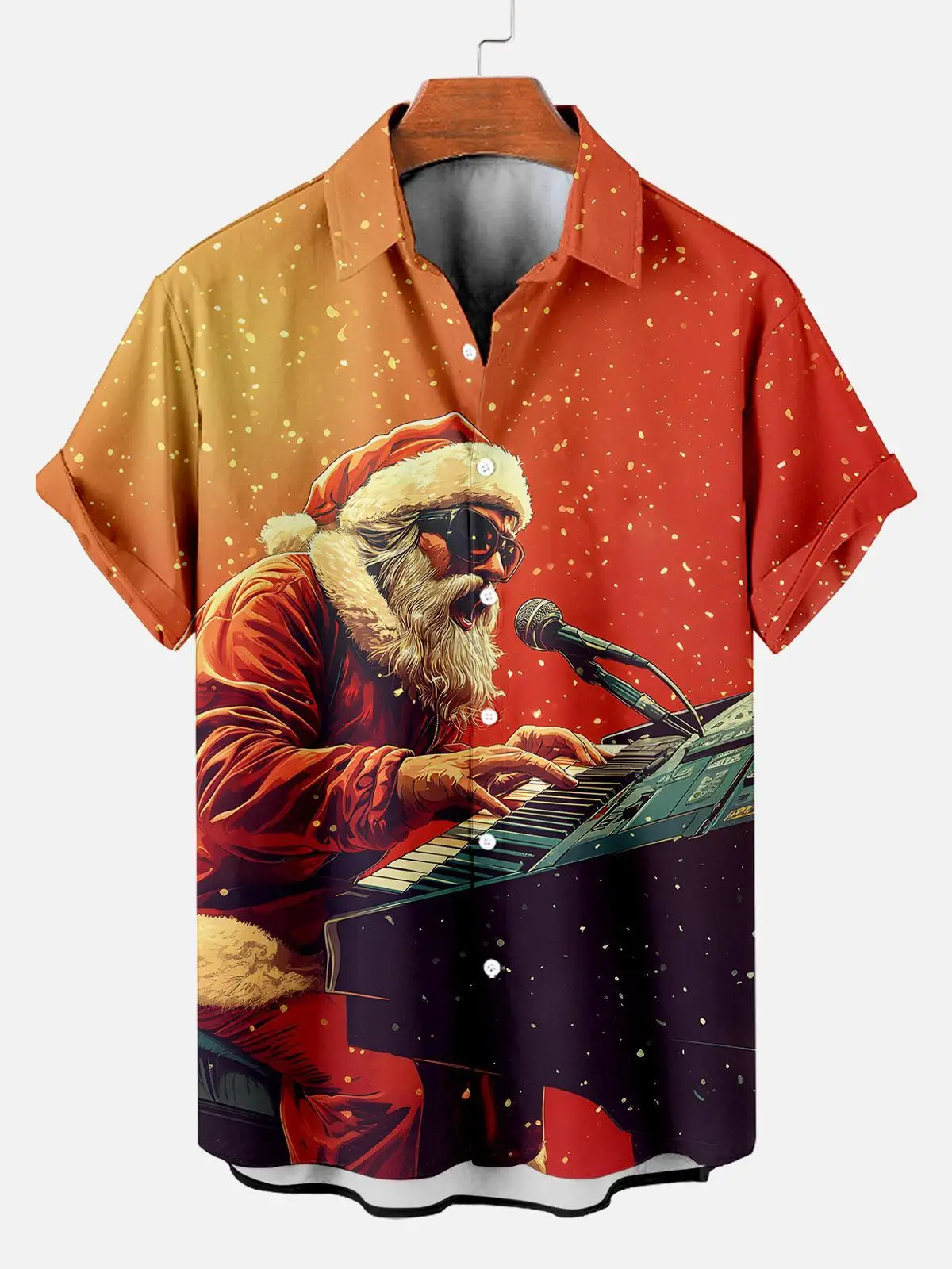 Men's Shirts 3D Christmas Printed Clothes Funny Button Short Sleeve Streetwear Shirt For Men Santa Claus Pattern Daily Clothing