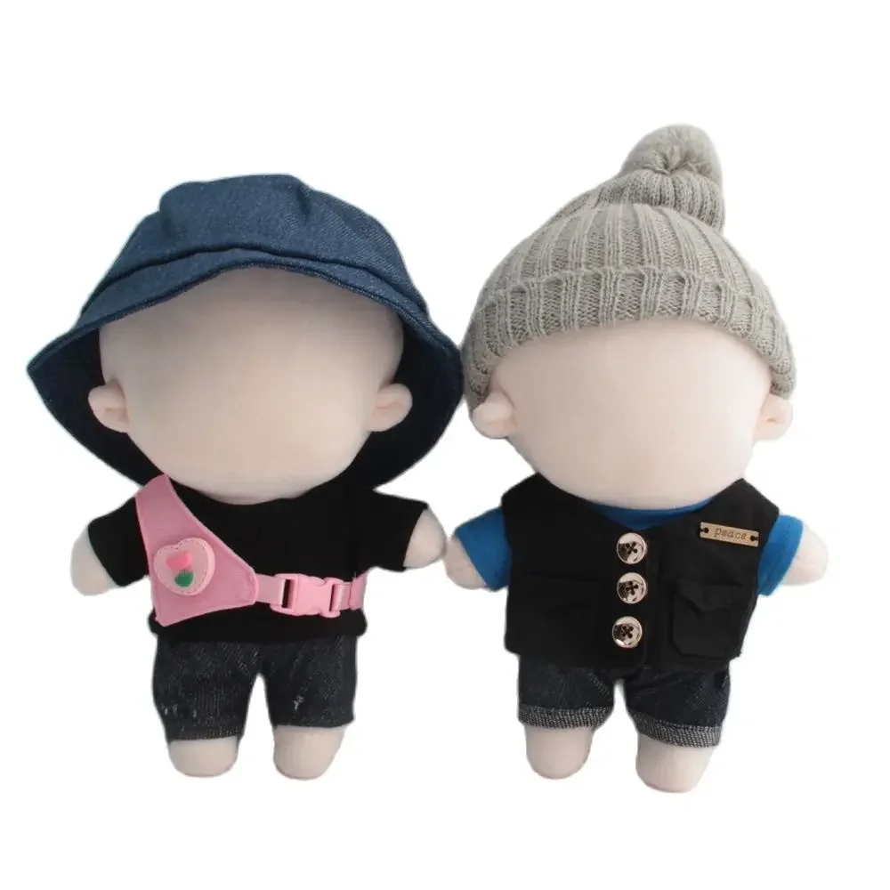 20cm Doll Clothes T-Shirt Vest Mini Jeans For Cotton Stuffed Dolls Toy Accessories Korea Kpop EXO Idol Baby Doll Outfit