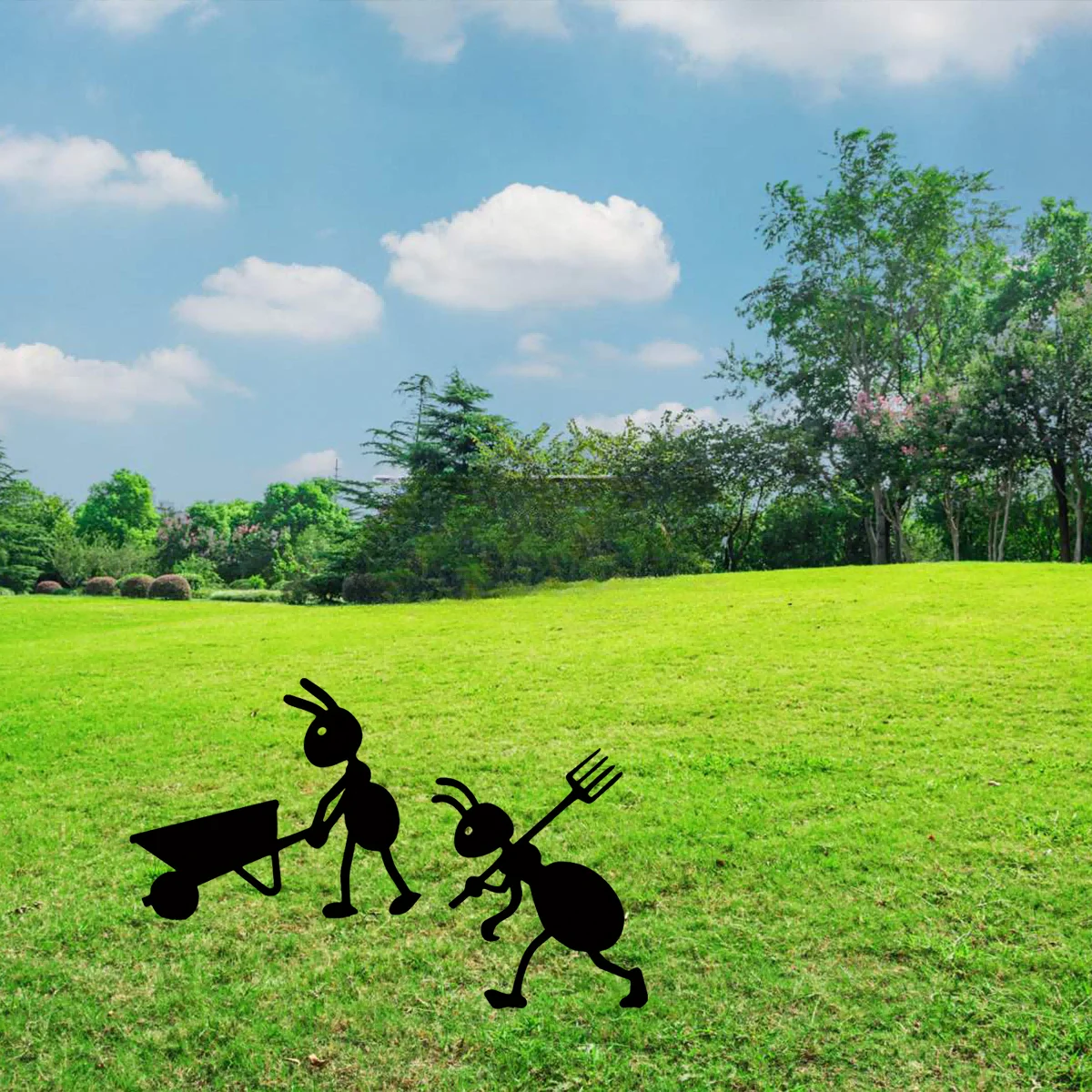 , Garden Decor Ants Outdoor Metal Ants Gardening Ornaments Yard Metal Art Backyard Lawn Stakes Decor Ant Backyard Iron Crafts Ga