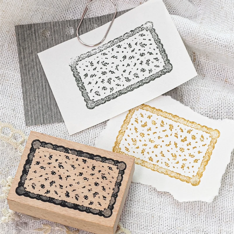 Sweet Heart Floral Oval Shape Wood Background Stamp for Scrapbooking Junk Journal Lace Shading Geometric DIY Seal Supplies - view 5