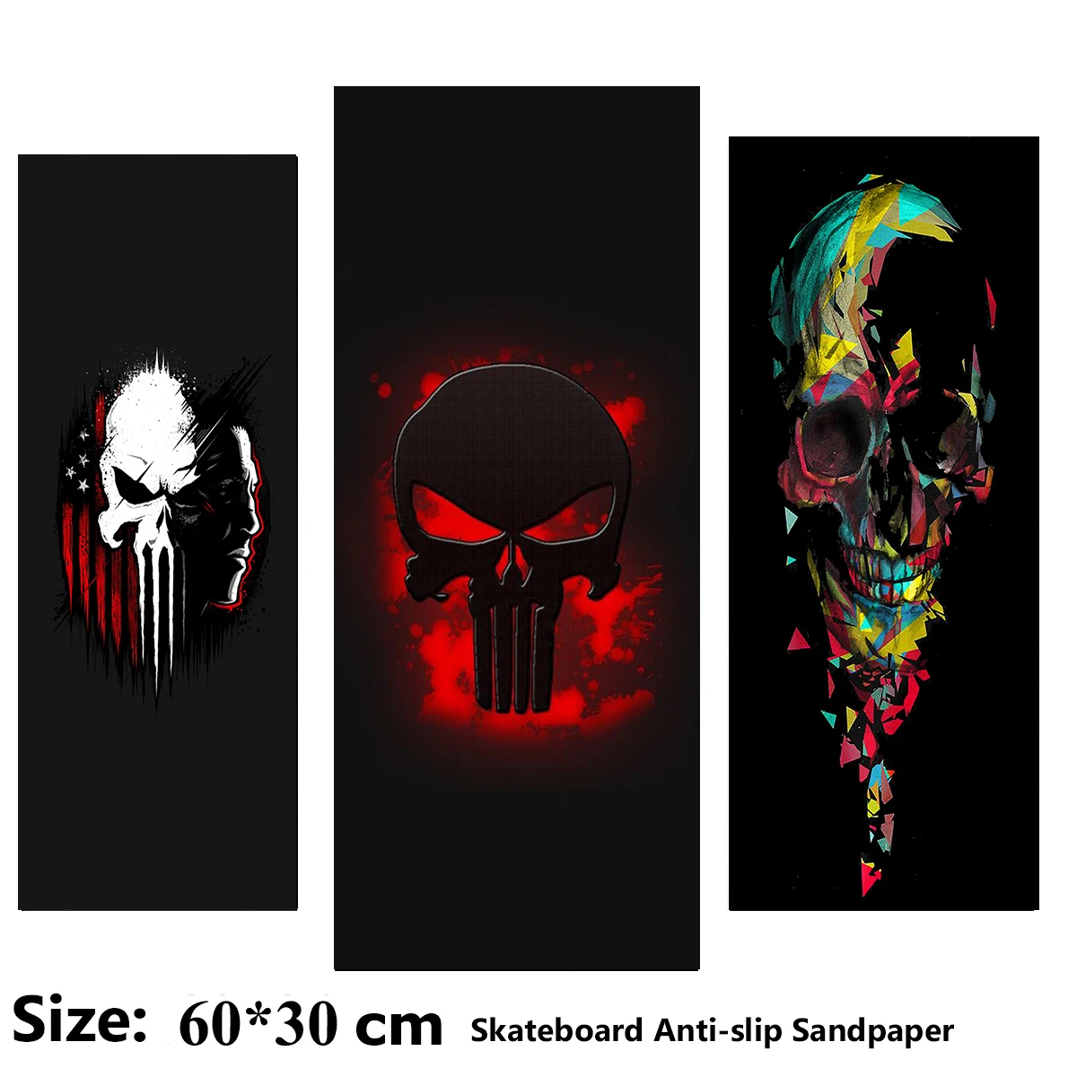 أنماط متعددة من الجماجم نمط سكوتر كهربائي المضادة للانزلاق ملصق الصنفرة سكيت شريط لحام ورقة 60*30 سنتيمتر #1