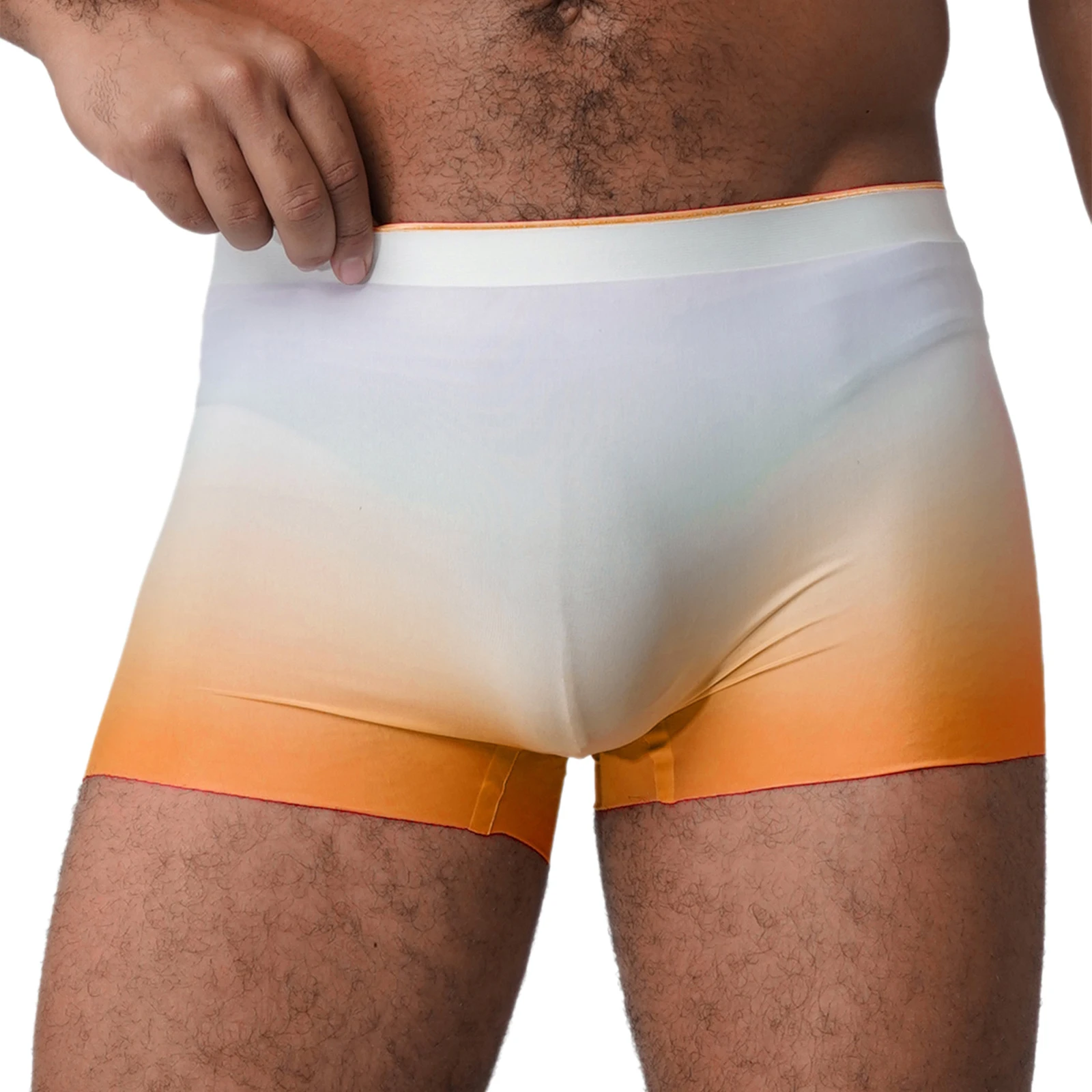 Men Adult Gradient Silky Stretchy Panties Elastic Waistband Bulge Pouch Underpants for Boyfriend Husband Everyday Wear Panties