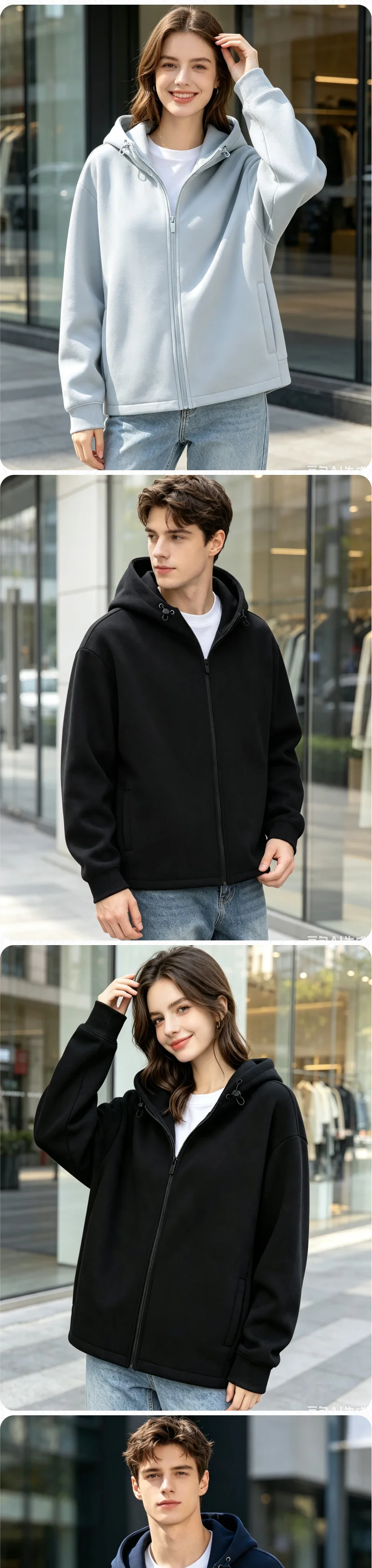 Unisex Liquid Ammonia Zip-Up Hoodie NEU Frühling Herbst Dünn Hochwertig Individueller Druck Stickerei Logos Text Lässiges Oberteil für Männer und Frauen – Detail 4