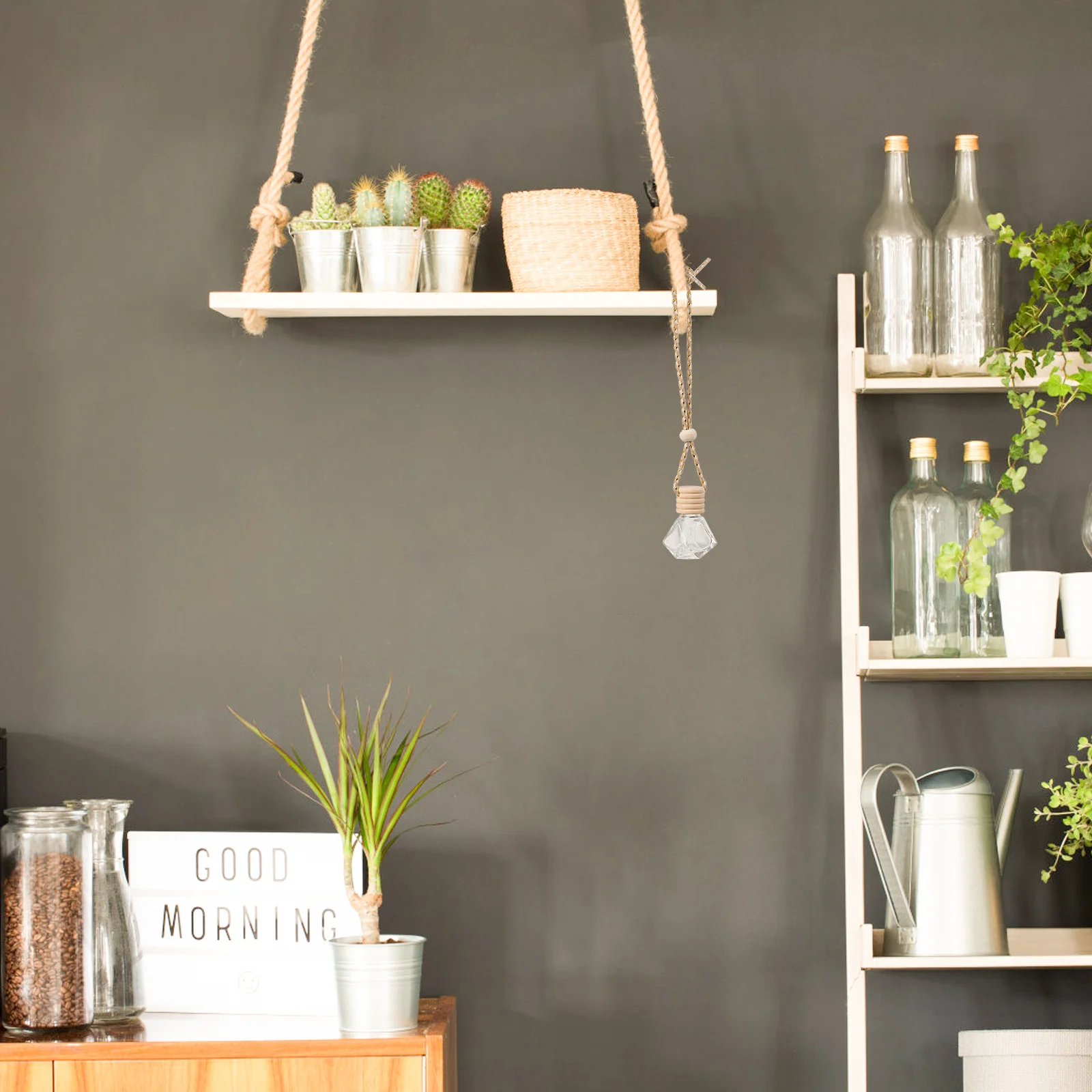 

6Pcs Car Hanging Perfume Bottles Transparent Glass Pendant Decorative Empty Aromatherapy Diffuser Bottle Car Interior Hanging