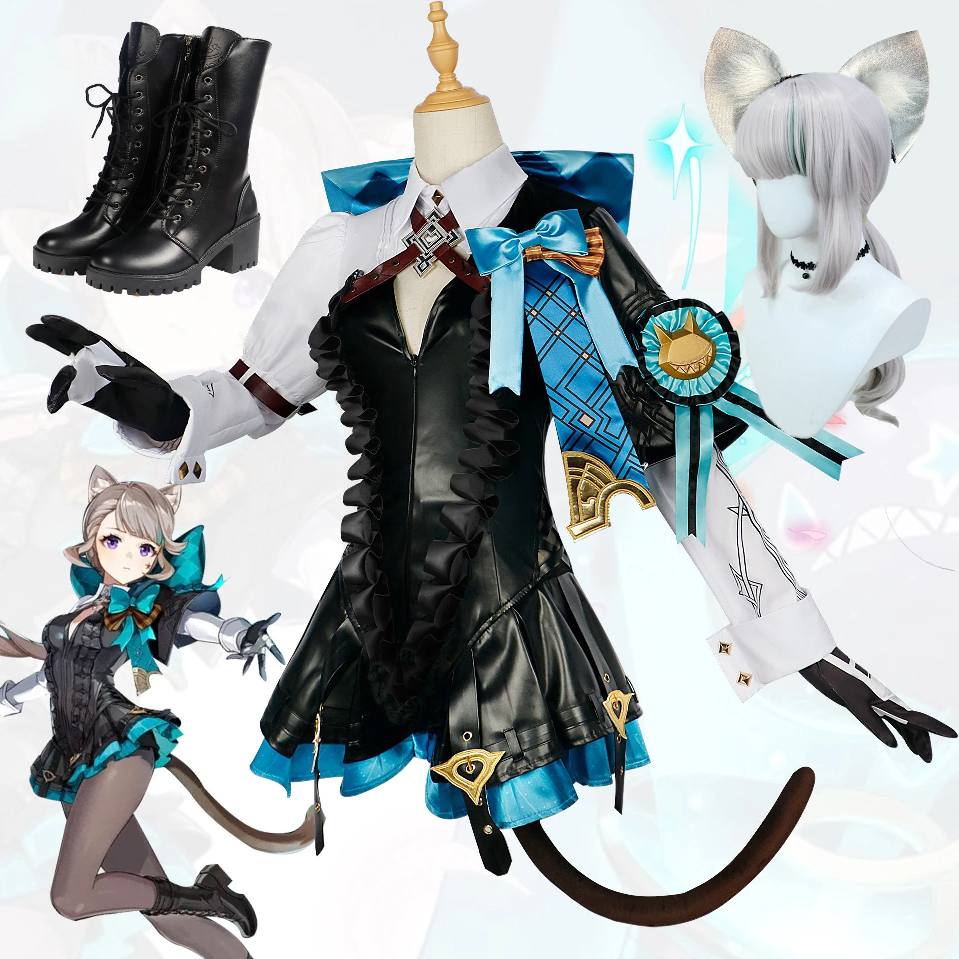 

Линетт костюмы для косплея игра Genshin Impact парик Fontaine Leather Cos униформа парик шляпа комиксы костюмы для женщин наряды на Хэллоуин