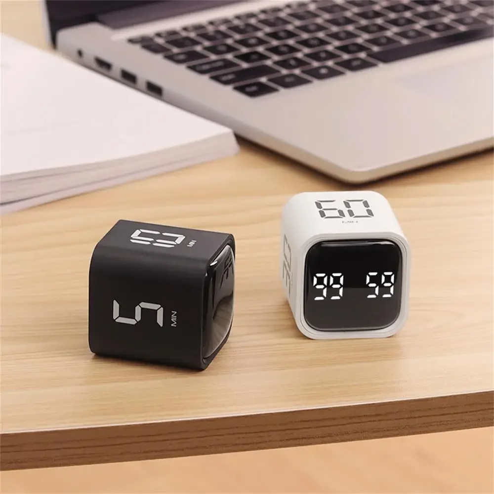 Productivity Cube Timer Gravity Sensor Flipping LED Display 4 Preset Time Dual Modes Countdown Cooking Study Mini Digital Timer