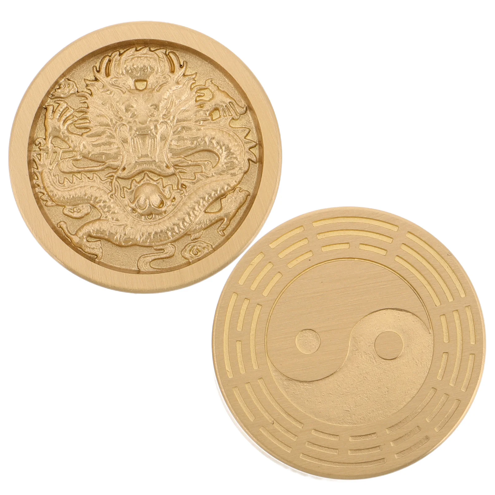 

2Pcs Solid Brass Paperweight Heavy Round Decorative Chinese Calligraphy Tool Traditional Desk Weight for Drawing Painting Art