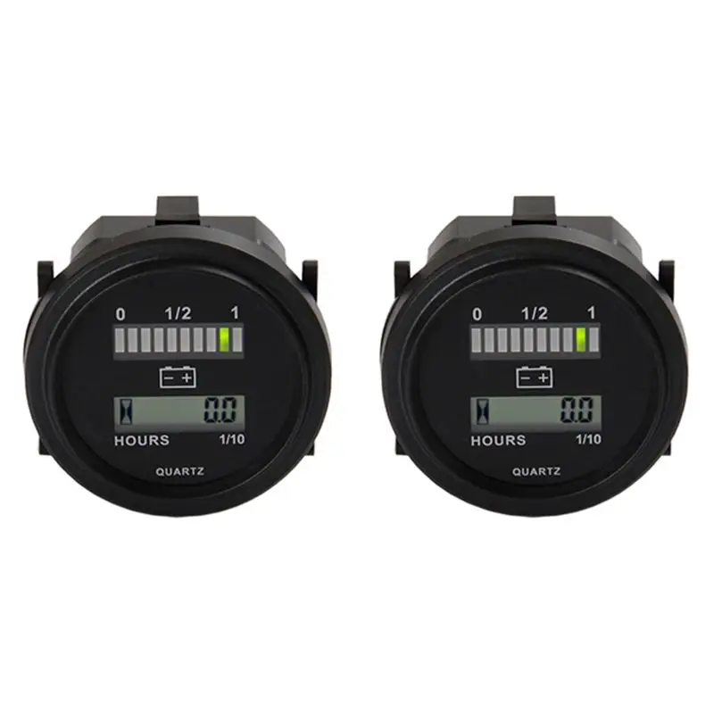 

2X LED With Hour Meter Round Battery Indicator Meter Gauge 12/24V 36V 48V 72V For Boat Golf Cart Yamaha