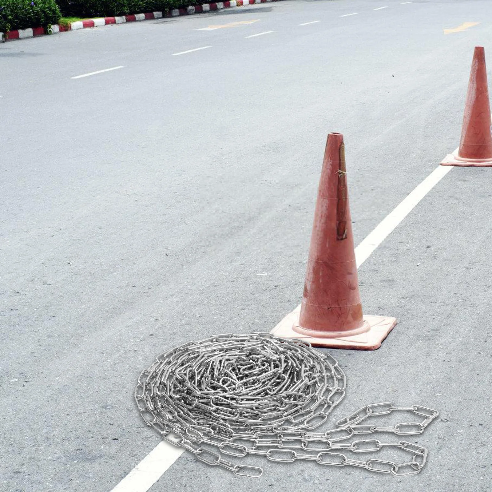 Heavy Duty Chain Lock Safety Fence Decor Galvanized Iron Driveway Barrier Parking