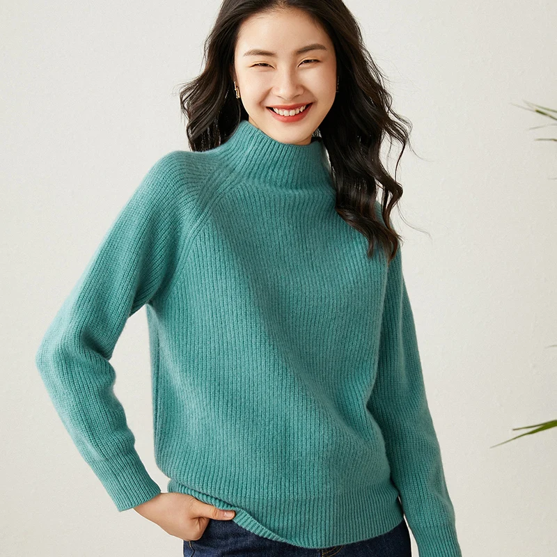 ผู้หญิงฤดูใบไม้ร่วงฤดูหนาวเสื้อกันหนาวเสื้อคอเต่า 100% Merino ขนสัตว์ Solid Basic ถักจัมเปอร์สบายๆเกาหลีแฟชั่น