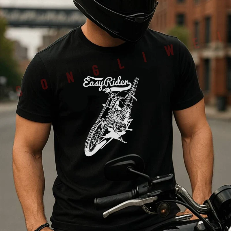 

Easy Rider Motorcycle Moto Summer Cotton T-shirt Short Sleeved Casual Fashion Basic TShirt