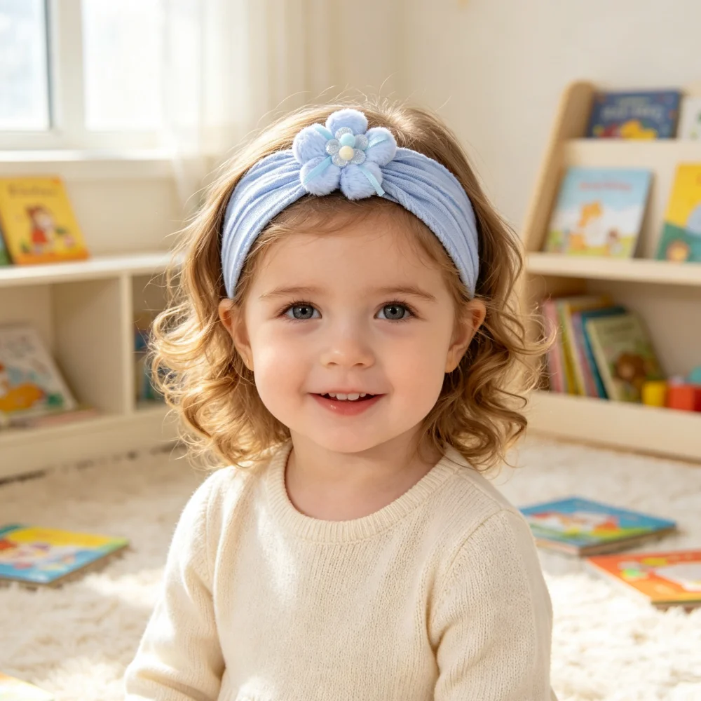 Macaron Color Newborn Headbands Cable Knit Flower Hairbands for Kids Girls High Elastic Soft Turban Infant Hair Accessories