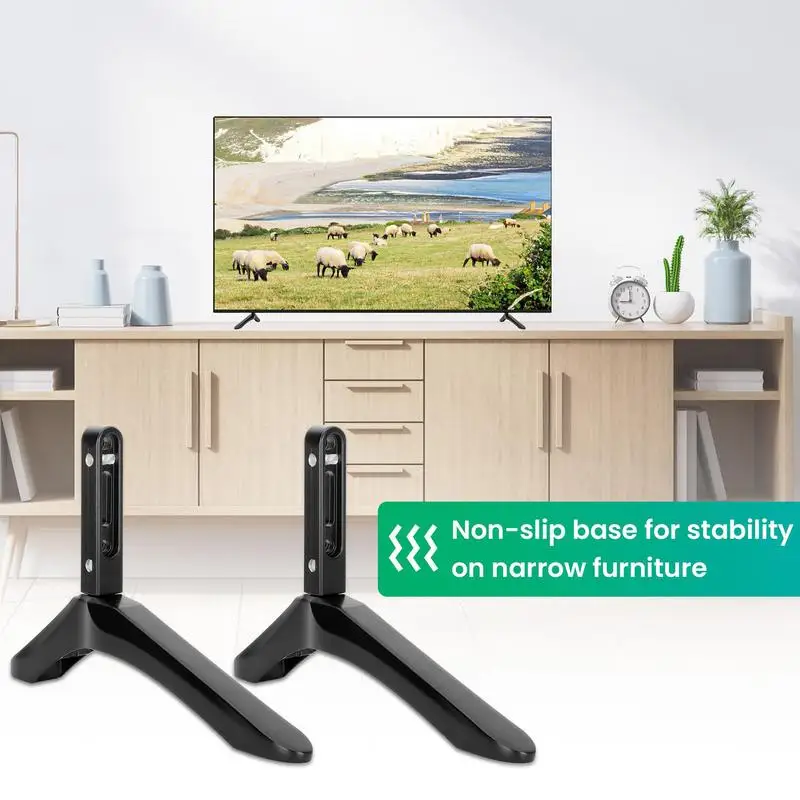 2pcs Universal TV  Base Pedestal Feet Stand Mount Table Top Desktop Bracket Holder Stand With Screws  TV Feet Drill-Free TV Base