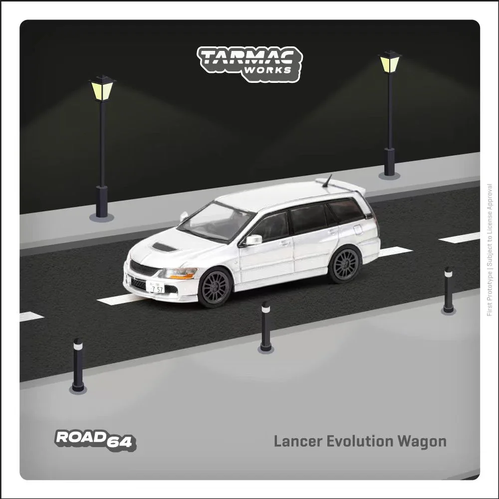 TW Lancer Evolution Wagon Diorama Car Model Collection, Silver Diecast, Miniature Toys, Tarmac Yourself, En stock, 1:64