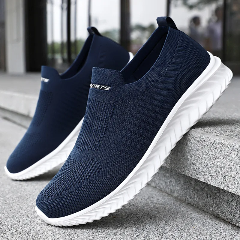 الرجال أحذية فلكنيز شبكة حذاء رجالي خفيفة الوزن مريحة الرجال أحذية رياضية الخريف موضة الانزلاق على أحذية مسطحة الذكور المتسكعون #1