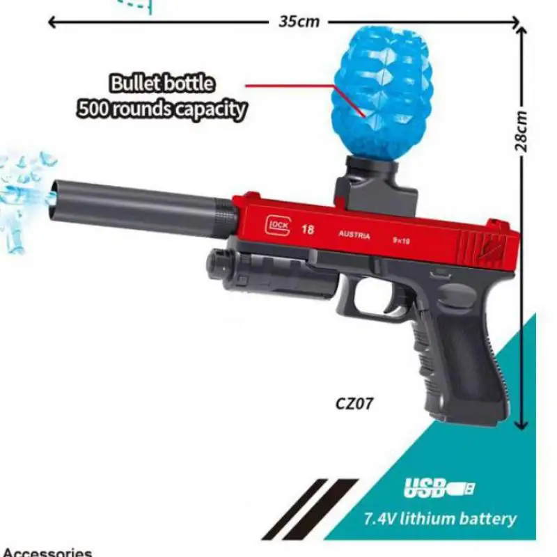 하이드로겔 글록 장난감 총, 전기 스플래터 볼 블래스터, 워터 젤 권총, 고속 사격 에어소프트 무기, 성인 소년 CS