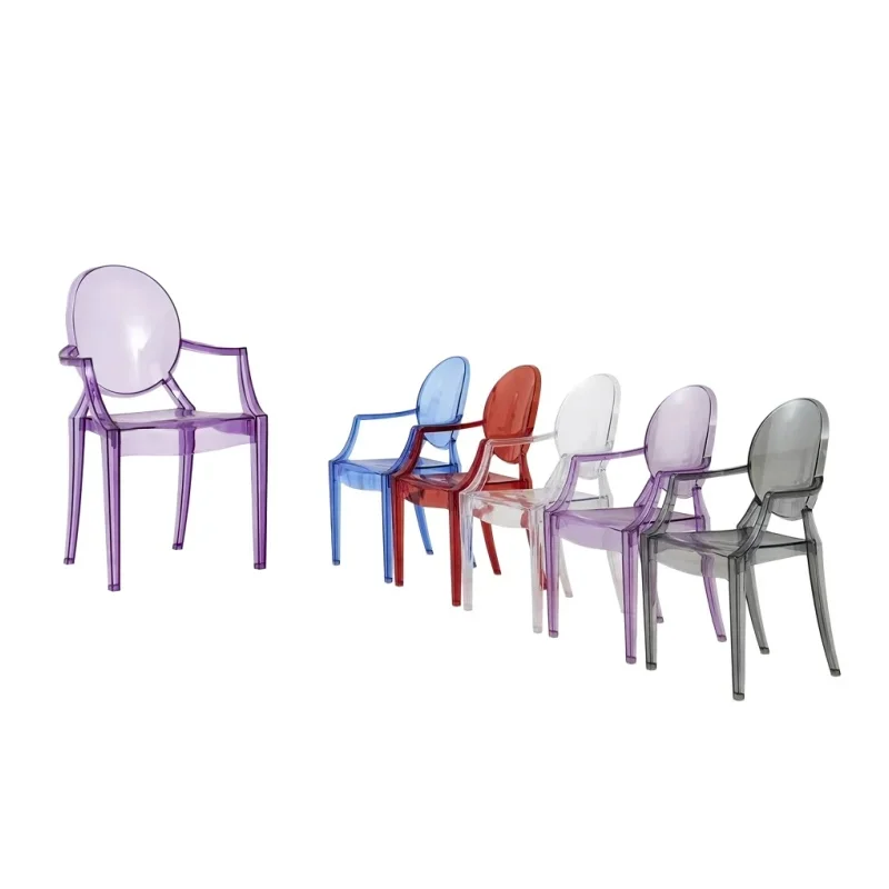 Louis Ghost Armchair Multicolor Transparent Clear Acrylic Dining Chair Stackable Wedding Event Banquet Crystal Ghost Chair