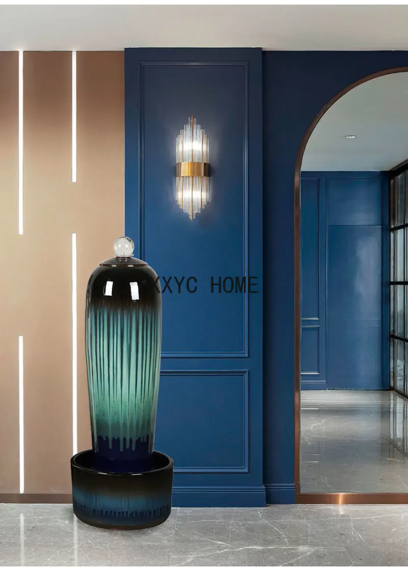 

Floor Water Fountain Vase Decoration Ceramic Home Ornament Humidifier Living Room Furnishings