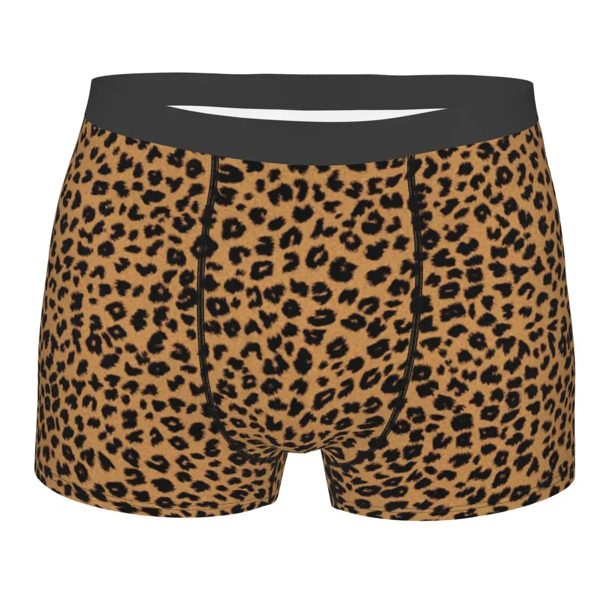 Custom Leopard Cheetah Fur Hide Print Pattern Underwear Men Stretch Boxer Briefs