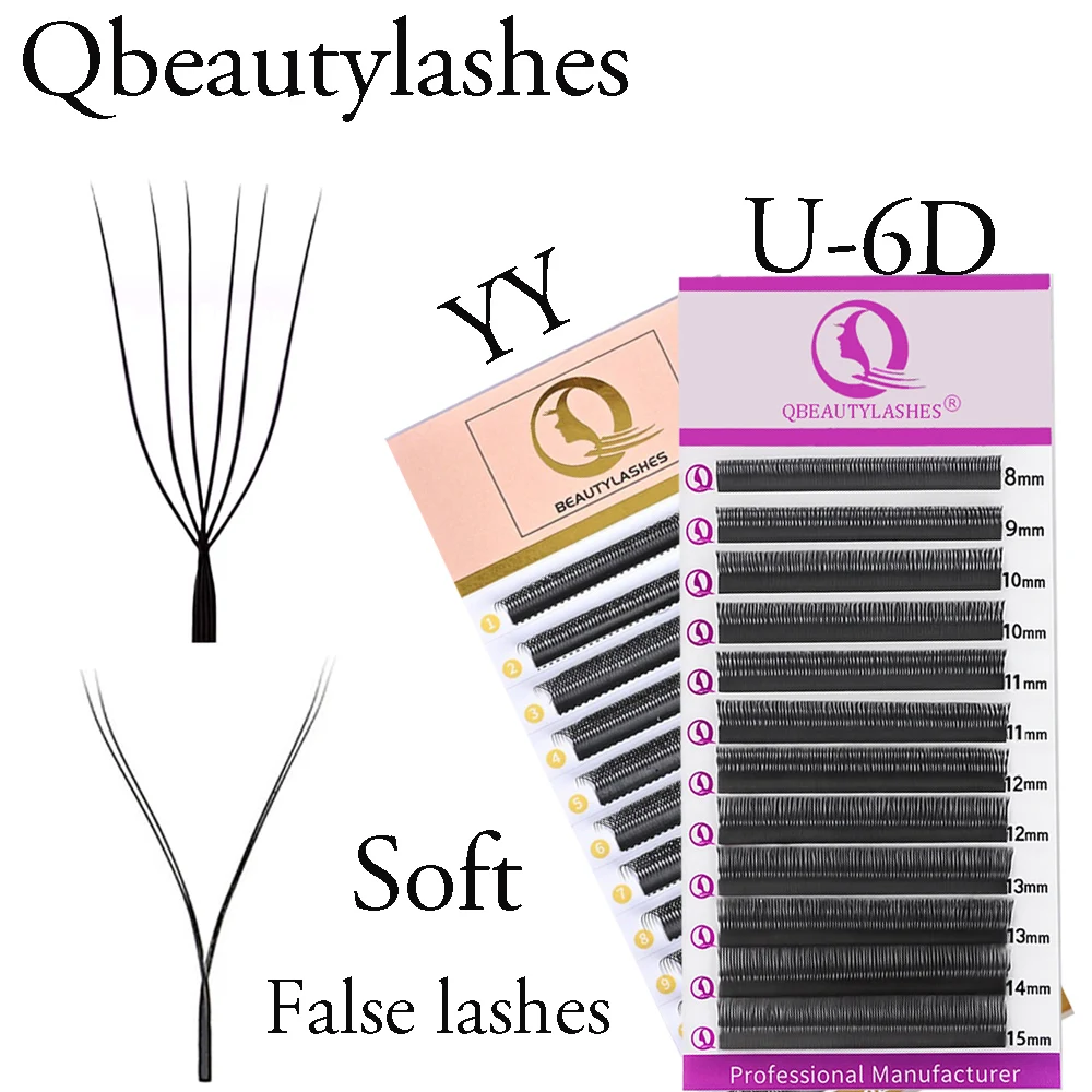 

Qbeautylashes YY 2D 6D Eyelashes Extensions U Shaped Premade Volume Fans Double Tips Y Shaped False Eyelashes
