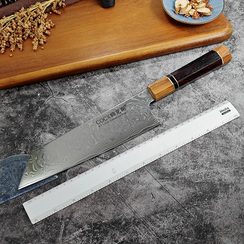 

8 Inch Kiritsuke Knife 67 Layer Damascus Steel 10Cr15MoV Blade Sharp Chef Cleaver Meat Slicing Vegetables Japanese Kitchen Knife