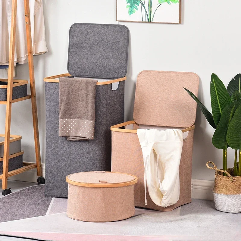 

Nordic Simple Cloth Art Laundry Bag: Foldable Dirty Clothes Basket for Bedroom Bathroom & Children's Room Stylish Organizer.