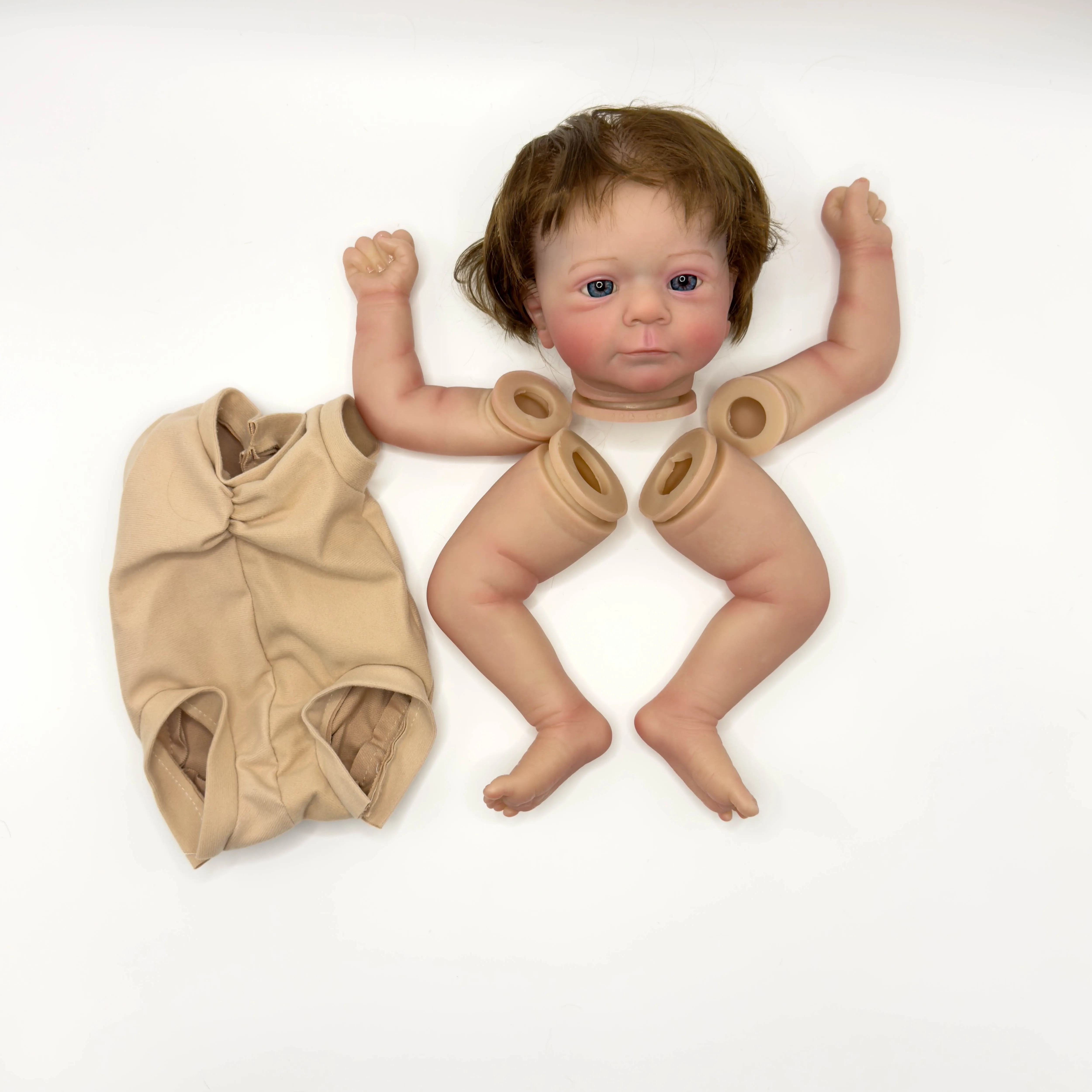 NPK 19inch Lifelike Reborn Doll Kit - Awake Baby Fecilia Already Painted Unfinished Doll Parts for DIY Baby Toy Creation